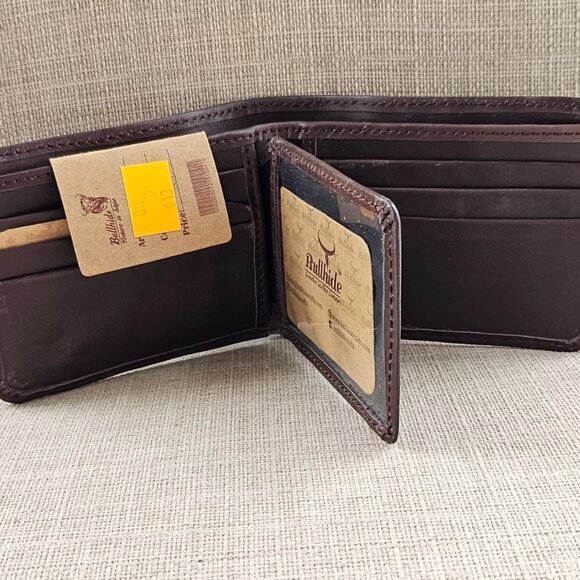Leather Billfold Cardholder Brown Genuine Leather Handmade Bifold Wallet - Picture 1 of 10